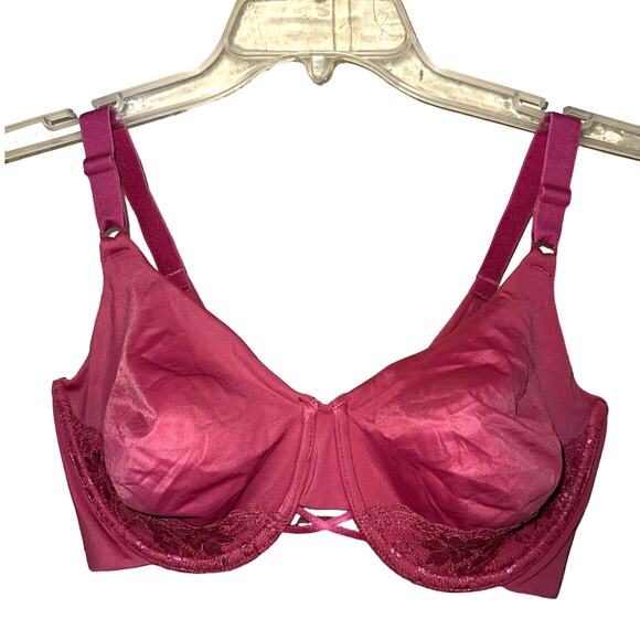 38DD Vanity Fair Bra Pink Rose Back Smoothing Full Figure Underwire Unlined - Picture 1 of 5